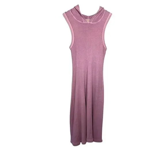 HARD TAIL Women's Pre-Shrunk Cotton Hooded Sleeveless Midi Dress Pink One Size - Picture 2 of 7